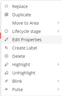 1. Select the Equipment object in the Design World and   select ''Edit Properties" from the context menu