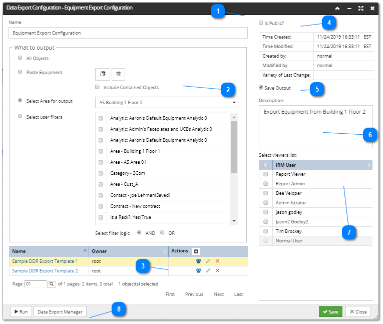 Data Export Configuration