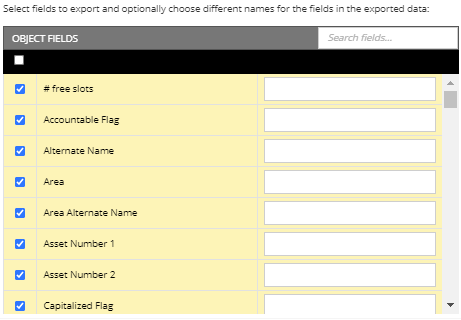 3. Select Fields to export