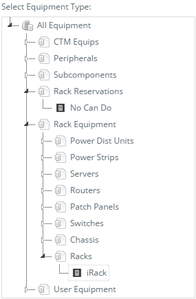 5. Select Rack Equipment Type