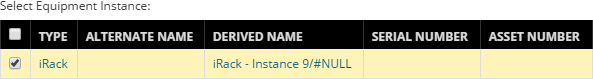 9. Select Rack Instance