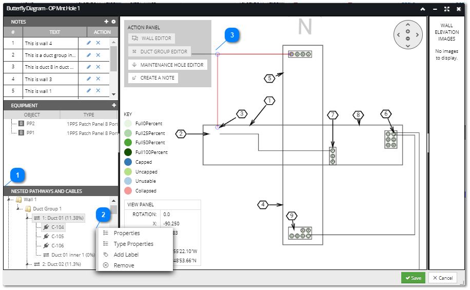 Managing Cables and Ducts in Butterfly Diagram