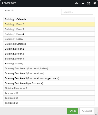 5. Select Area to continue Cable route