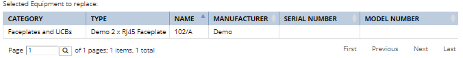 1. Selected Equipment to replace