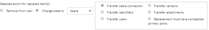 2. Select action for replaced Equipment