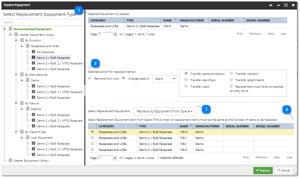4.3.5.2. Replacing Equipment